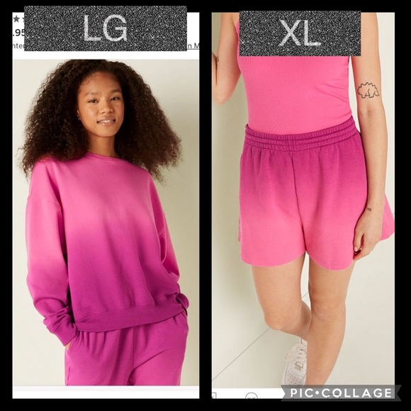 Vs pink high waist campus shorts crew sweatshirt Capri pink tie dye